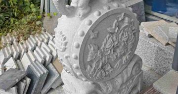 黄石芝麻白抱鼓石 庭院抱鼓石