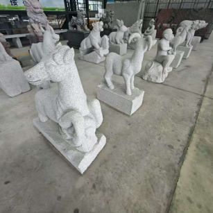 黄石芝麻白雕刻 十二生肖 异形雕刻