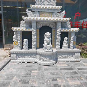 黄石芝麻白中国黑石材套墓 花岗岩墓碑